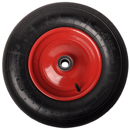 Cantonal Schwerlast Schubkarrenrad - 4.00-8 - rote Stahlfelge - Tragfähigkeit: 220 kg - Achsloch: 25 mm