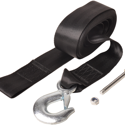 Cantonal Seilband Bootsanhänger mit Sicherheits­haken – 5 cm x 6,1 Meter – 612 kg – Schwarz - inkl. Bolzen