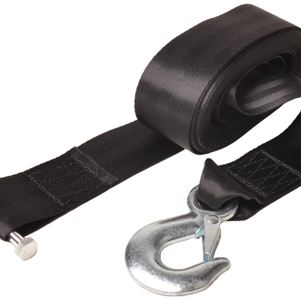 Cantonal Seilband Bootsanhänger mit Sicherheits­haken – 5 cm x 6,1 Meter – 612 kg – Schwarz - inkl. Bolzen