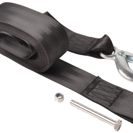 Cantonal Seilband Bootsanhänger mit Sicherheits­haken – 5 cm x 6,1 Meter – 612 kg – Schwarz - inkl. Bolzen