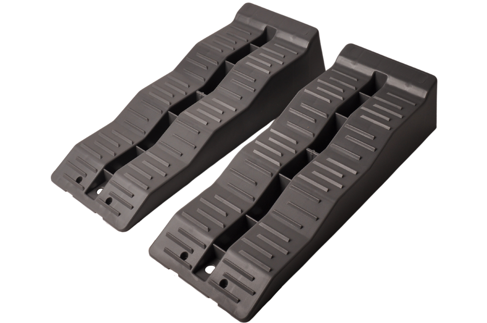 Cantonal Set aus 2 grauen Auffahrkeilen/Ausgleichskeilen - 565x200x130 mm - 5000 kg maximale Tragfähigkeit