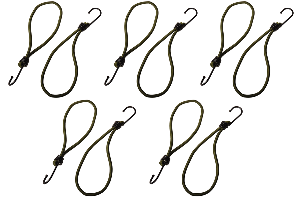 Cantonal Set mit 10 Spanngummis mit Haken (dunkelgrün) 230 mm