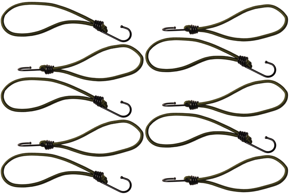 Cantonal Set mit 10 Spanngummis mit Haken (dunkelgrün) 230 mm