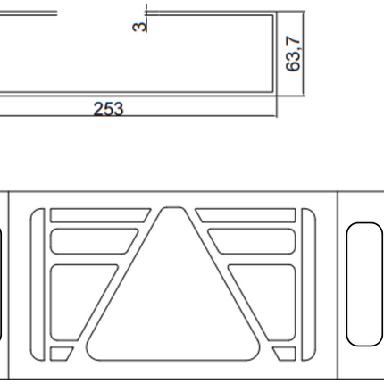 Cantonal Set von 2 Schutzgittern Multiled 4 - 253x141x63,7 mm - mit freiem Dreieck - aus Edelstahl - Montage ohne Bohren