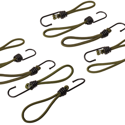 Cantonal Spanngummis mit Haken - 15 cm - dunkelgrün mit schwarzem Haken