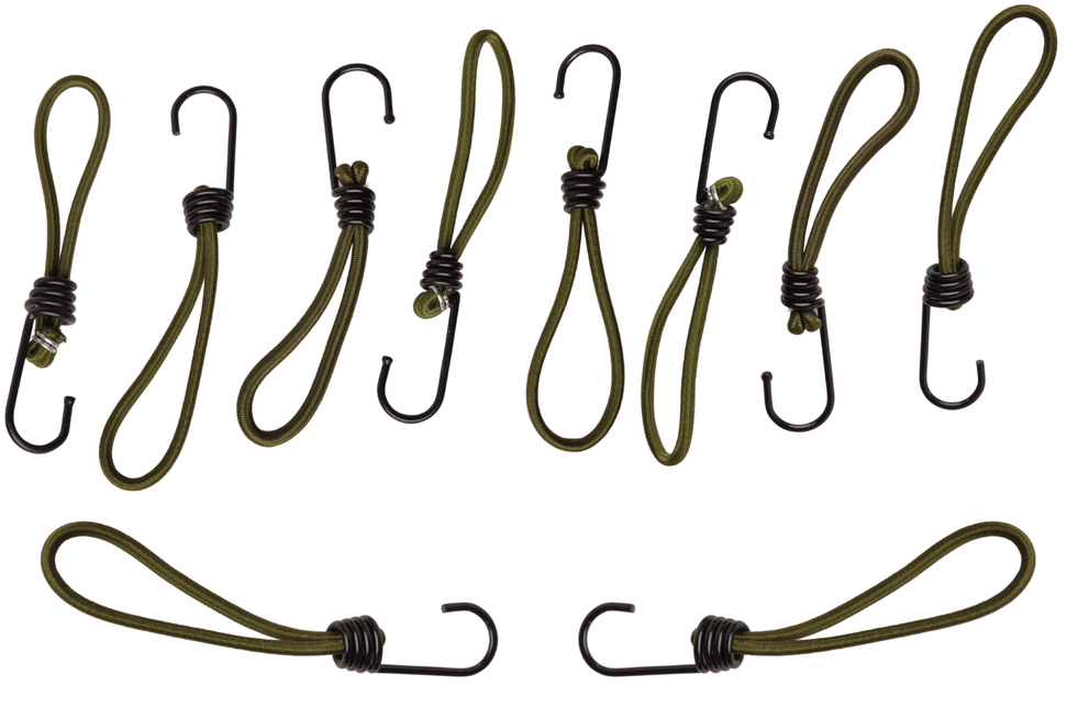 Cantonal Spanngummis mit Haken - 15 cm - dunkelgrün mit schwarzem Haken