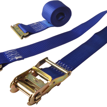 Cantonal Spanngurt - 400x5 cm - blau - Brechlast 500 kg - 2-teilig - inkl. Ratsche und Sicherungsring