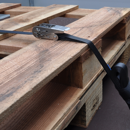 Cantonal Spanngurte schwarz 570x2,5 cm (400 kg) - mit Edelstahlhaken und Ratsche - satz von 2 Stück