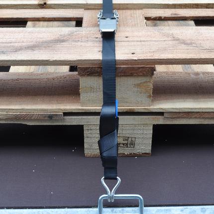 Cantonal Spanngurte schwarz 570x2,5 cm (400 kg) - mit Edelstahlhaken und Ratsche - satz von 2 Stück