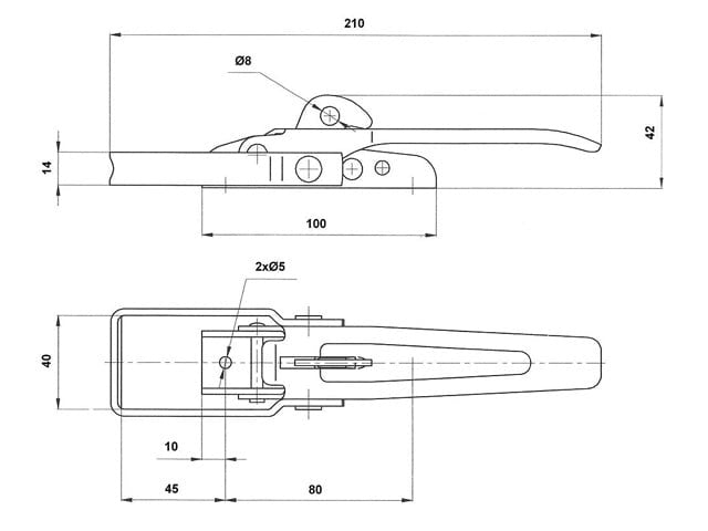 Cantonal Spannverschluss für Seitenbordwände von Anhängern auf Platte - 100 x 27 mm