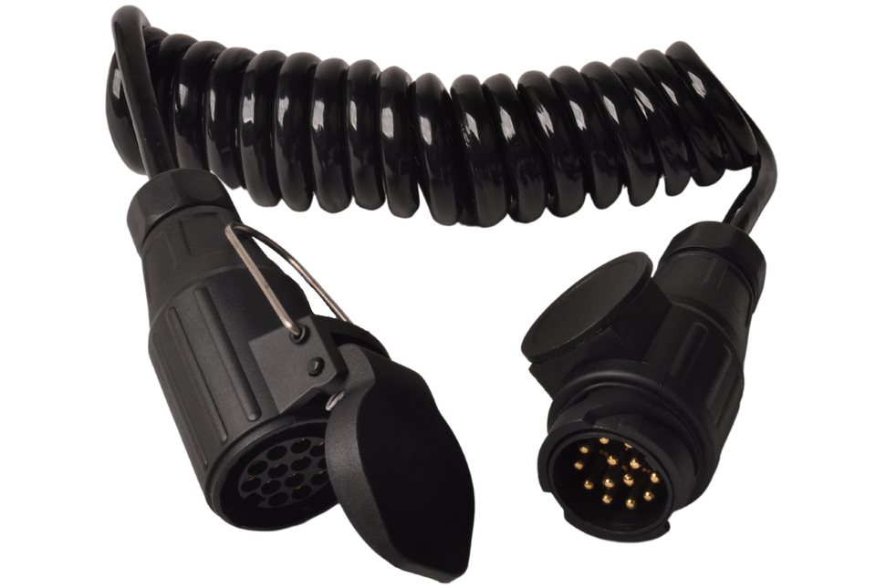 Cantonal Spiralförmiges Verlängerungskabel, 8-adrig, mit 13-poligem Stecker und 13-poligem Gegenstecker - 80 bis 175 cm