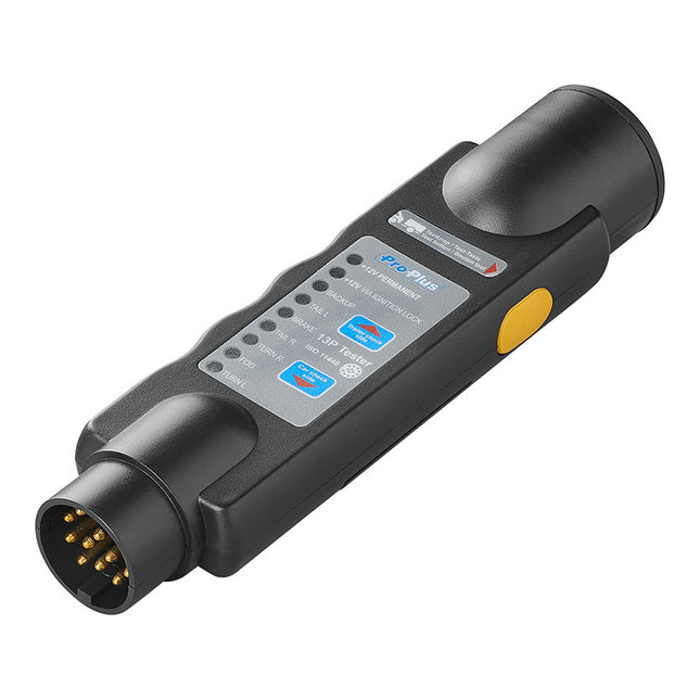 Cantonal Steckdose Tester 13-polig 12 V. Prüft Blinker, Rücklicht, Bremslicht, Rückfahrlicht und Nebelschlussleuchte. Wird mit 9-Volt-Batterien betrieben. ( nicht enthalten )