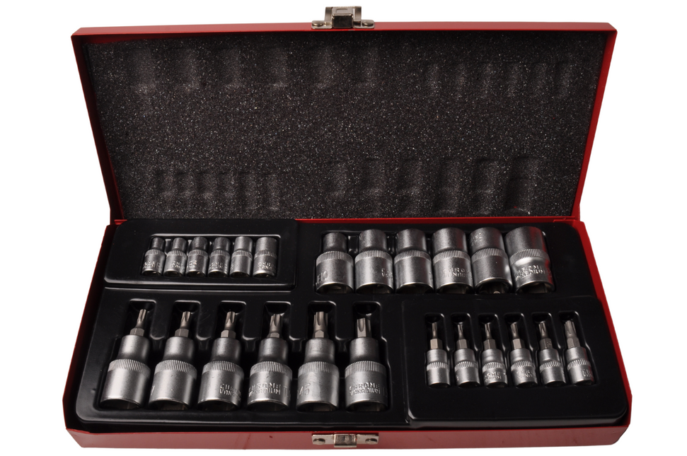 Cantonal Steckschlüssel + Bitsatz 1/4 1/2 Torx - in Metallbox - Chrom-Vanadium Qualität