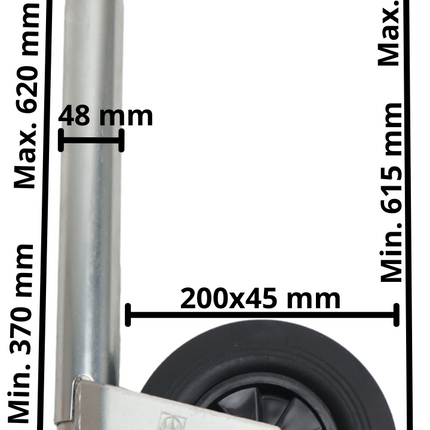 Cantonal Stützrad - 48 mm rund - Tragfähigkeit: 150 kg - Kunststofffelge - eigener Import/Eigenmarke
