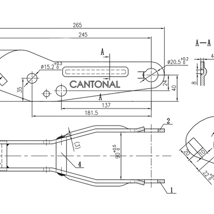 Cantonal Stützrad rund 60 mm automatisch extra lang