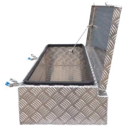 De Haan DE HAAN BOX HE - 1200x380x190 mm - wasser- und staubdichter Deichselbox aus Aluminium-Riffelblech - ausgestattet mit Spannschlössern