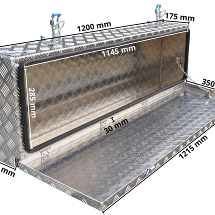 De Haan DE HAAN BOX HE - 1200x380x190 mm - wasser- und staubdichter Deichselbox aus Aluminium-Riffelblech - ausgestattet mit Spannschlössern