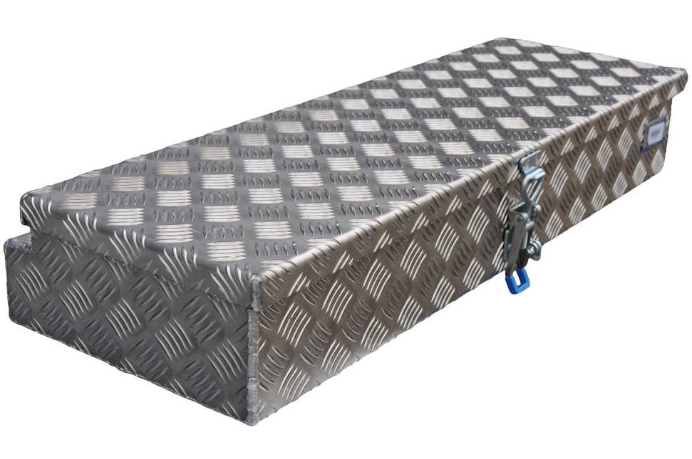 De Haan De Haan Box HM - 900x320x150 mm - wasser- und staubdichte Aluminium-Riffelblech Deichselbox - mit Spannschloss