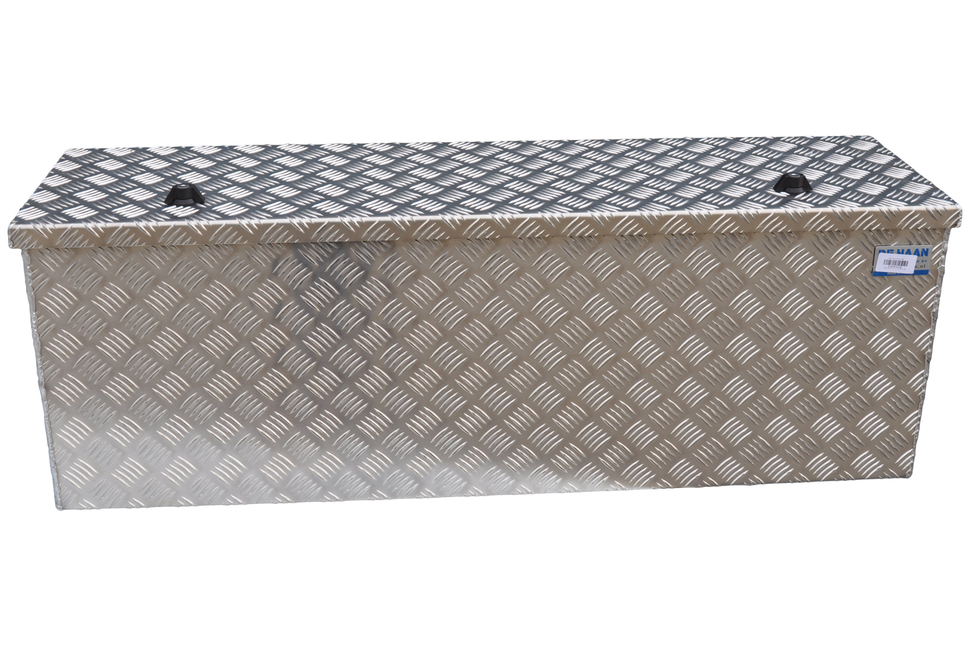 De Haan DE HAAN BOX HUW - 1140x340x400 mm Aluminium Riffelblech Deichselbox - mit Butterfly-Schloss