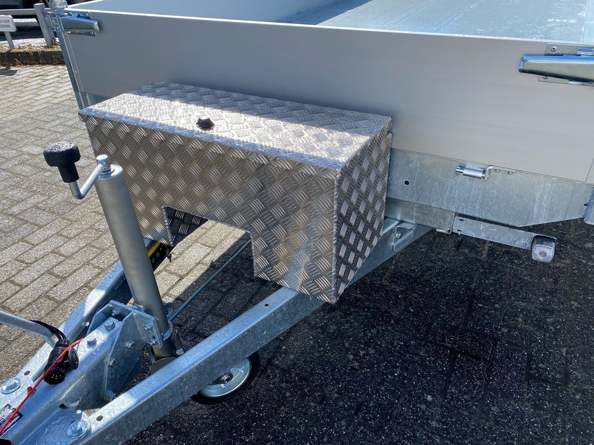 De Haan DE HAAN BOX IN - 800x350x400 mm - Aluminium-Riffelblech-Deichselbox - ausgestattet mit Butterfly-Schloss