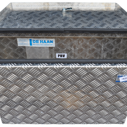 De Haan DE HAAN BOX PBV - wasser- und staubdichter Aluminium-Riffelblech Deichselbox 750x320x400 mm - ausgestattet mit Butterfly-Schloss
