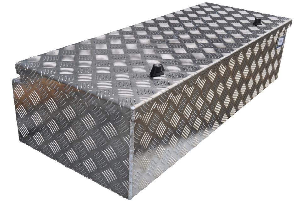 De Haan DE HAAN BOX WXV - 950x400x250 mm - wasser- und staubdichter Aluminium-Riffelblech Deichselbox - mit Butterfly-Schloss