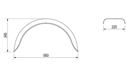 De Haan Kotflügel - 660x220x345 mm - Umfang 1065 mm - geeignet für Bootstrailer