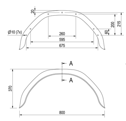 De Haan Original Anssems Kotflügel 15 Zoll - 800x220x370 mm - Umfang 1200 mm - BSX 1350