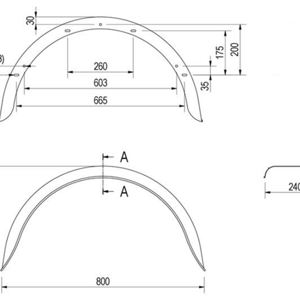 De Haan Original Hirth-Kotflügel Metall 800x240x415 mm - Umfang 1285 mm