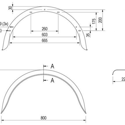De Haan Original Hirth/ Sigg Kotflügel Metall 800x220x415 mm - Umfang 1285 mm