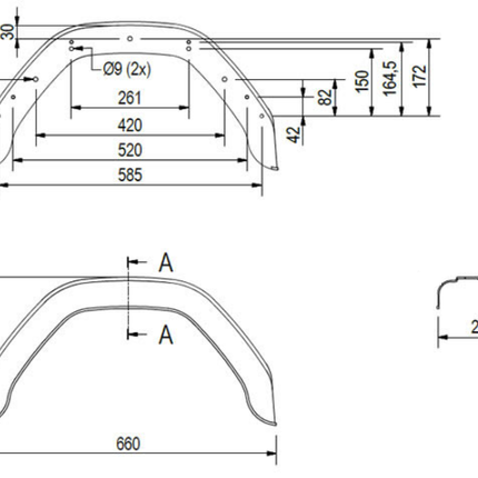 De Haan Original Stema Kotflügel 10/12 Zoll - 660x200x330 mm - Umfang 1040 mm