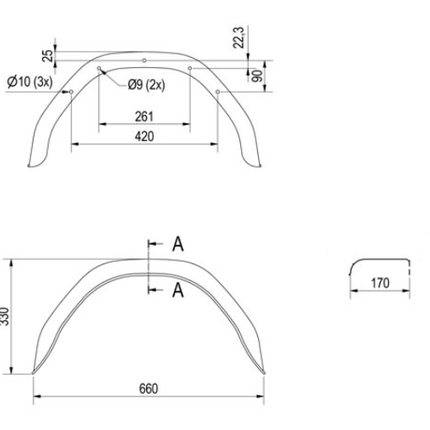 De Haan Original Stema Kotflügel 12 Zoll - 660x170x330 mm