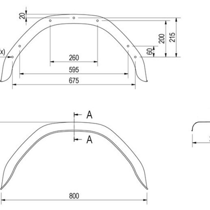 De Haan Original WM Meyer Kotflügel - 800x240x370 mm - Umfang 1240 mm