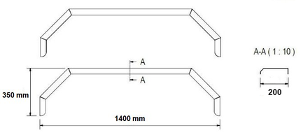 De Haan Tandem Kotflügel - 1400x200x350 mm - Aluminium Riffelblech - 5-kantig