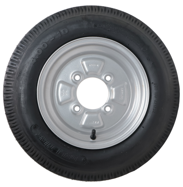 Deli Tire Komplettrad Anhänger - 4.00-10 - Lochkreis: 4x115 - Tragfähigkeit: 275 kg - Nabendurchmesser: 85 mm - 4PR