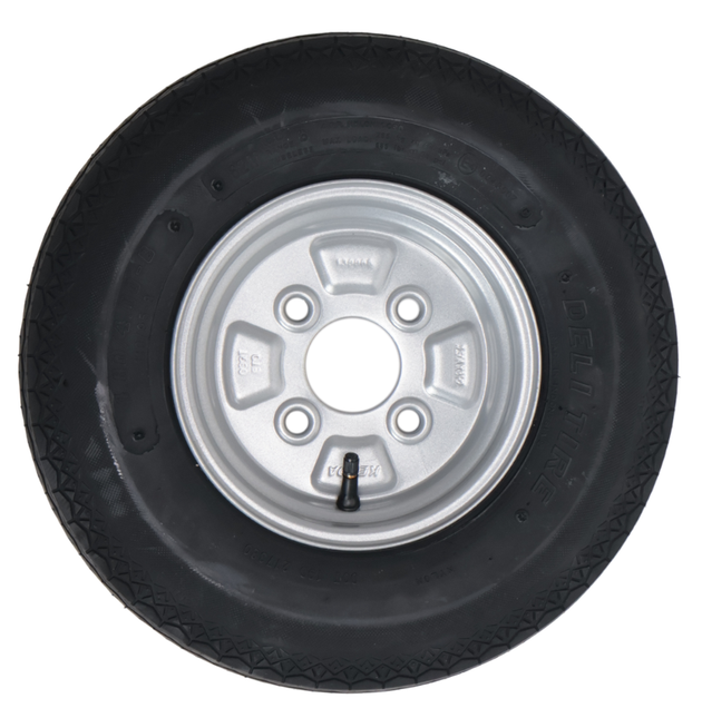 Deli Tire Komplettrad Anhänger - 4.00-8 - Lochkreis: 4x100 - Tragfähigkeit: 265 kg - Nabendurchmesser: 60 mm - 4PR