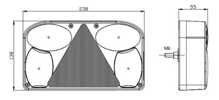 Fristom Anhänger Rückleuchte - Fristom FT-088 - rechts - 240x138x56 mm - Glühlampe - inklusive Rückfahrleuchte