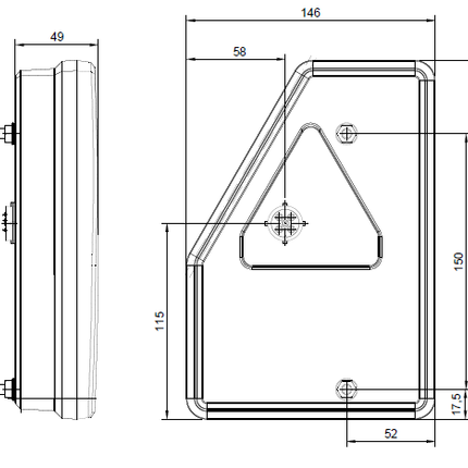Fristom Fristom FT-130 Rückleuchte  rechts  - einschließlich Rückfahrscheinwerfer - LED 220x110x50,5 mm