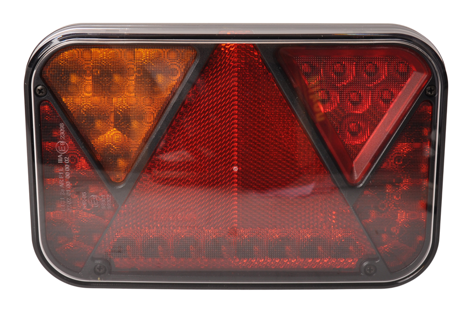 Fristom Linkes Rückleuchte mit eingebautem Widerstand 200x130x50 mm - einfach anzuschließen mit Aspöck-Steckern