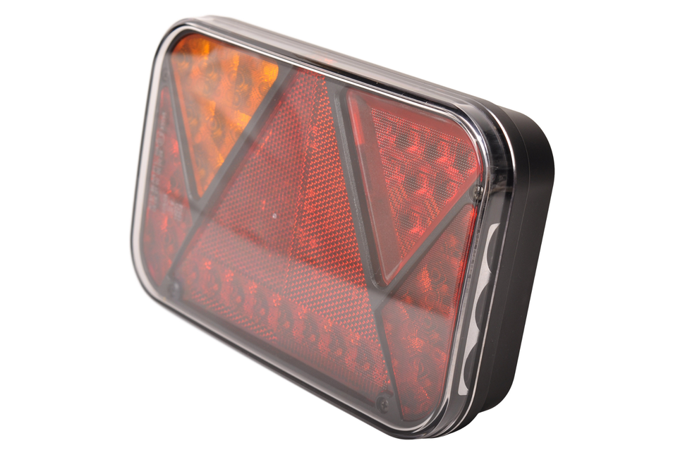 Fristom Linkes Rückleuchte mit eingebautem Widerstand 200x130x50 mm - einfach anzuschließen mit Aspöck-Steckern