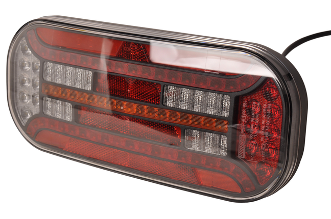 Fristom Rückleuchte - Fristom FT-610 LED - rechts - 302x130x51 mm - mit dynamischem Blinker - 100 cm lose Drahtanschluss