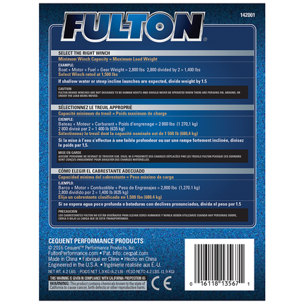 Fulton Ungebremste Handwinde - Fulton T900 - 410/205 kg