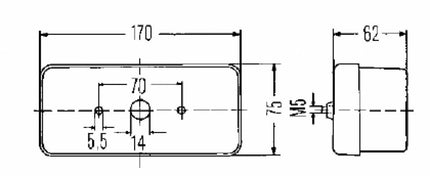 Hella 3-Kammer Rückleuchte rechts 75x170x62mm