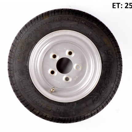 Kargotrail Komplettrad 10 Zoll - 195/55R10C Reifen + Felge - ET+25- Mercedes Lochkreis: 5x112 - 750 kg - 10 PR - 67 mm Nabendurchmesser