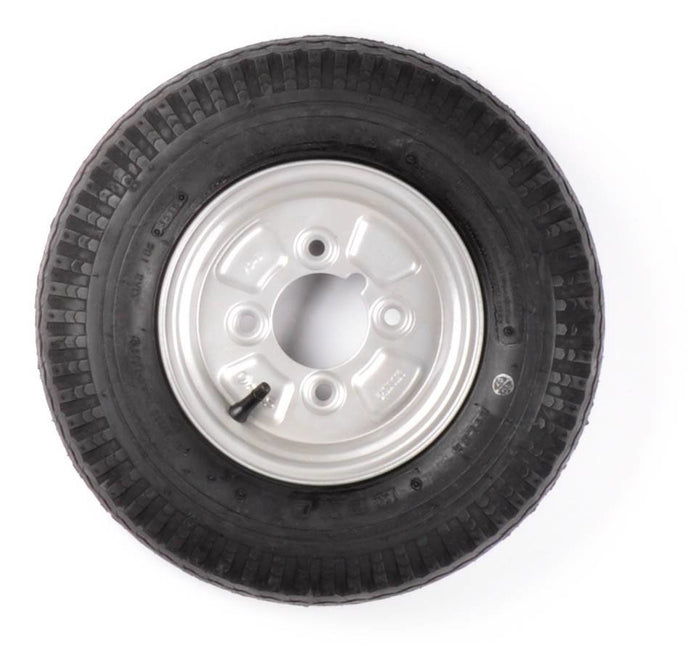 Kargotrail Komplettrad 10 Zoll Rad - 145/80R10(145R10) Reifen + Felge - Schmiernippel Lochkreis: 4x101,6 - 375 kg - 4PR - 67 mm Nabendurchmesser