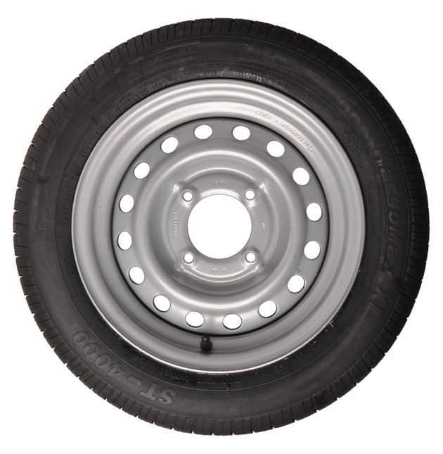 Kargotrail Komplettrad Anhänger - 145/70R13 - Lochkreis: 4x115 -Tragfähigkeit: 425 kg - Nabendurchmesser: 85 mm