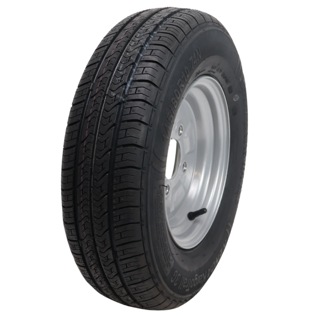 Kargotrail Komplettrad Anhänger - 145/80R10(145R10) - Lochkreis: 4x101,6 - Tragfähigkeit: 375 kg - Nabendurchmesser: 67 mm - 4PR