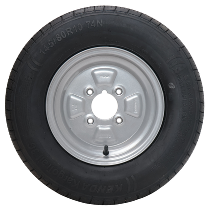 Kargotrail Komplettrad Anhänger - 145/80R10(145R10) - Lochkreis: 4x101,6 - Tragfähigkeit: 375 kg - Nabendurchmesser: 67 mm - 4PR