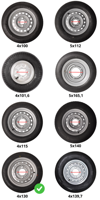 Kargotrail Komplettrad Anhänger - 145/80R13 - Lochkreis: 4x130 - Tragfähigkeit: 425 kg - Nabendurchmesser: 85 mm