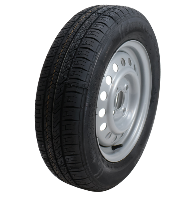 Kargotrail Komplettrad Anhänger - 155/70R13 - Lochkreis: 4x100 - Tragfähigkeit: 375 kg - Nabendurchmesser: 57 mm